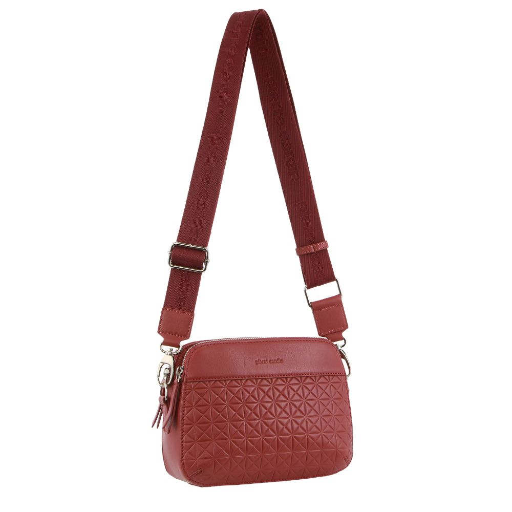 Pierre Cardin Webbing Strap Leather Crossbody Bag Marsala | 391027-ECN