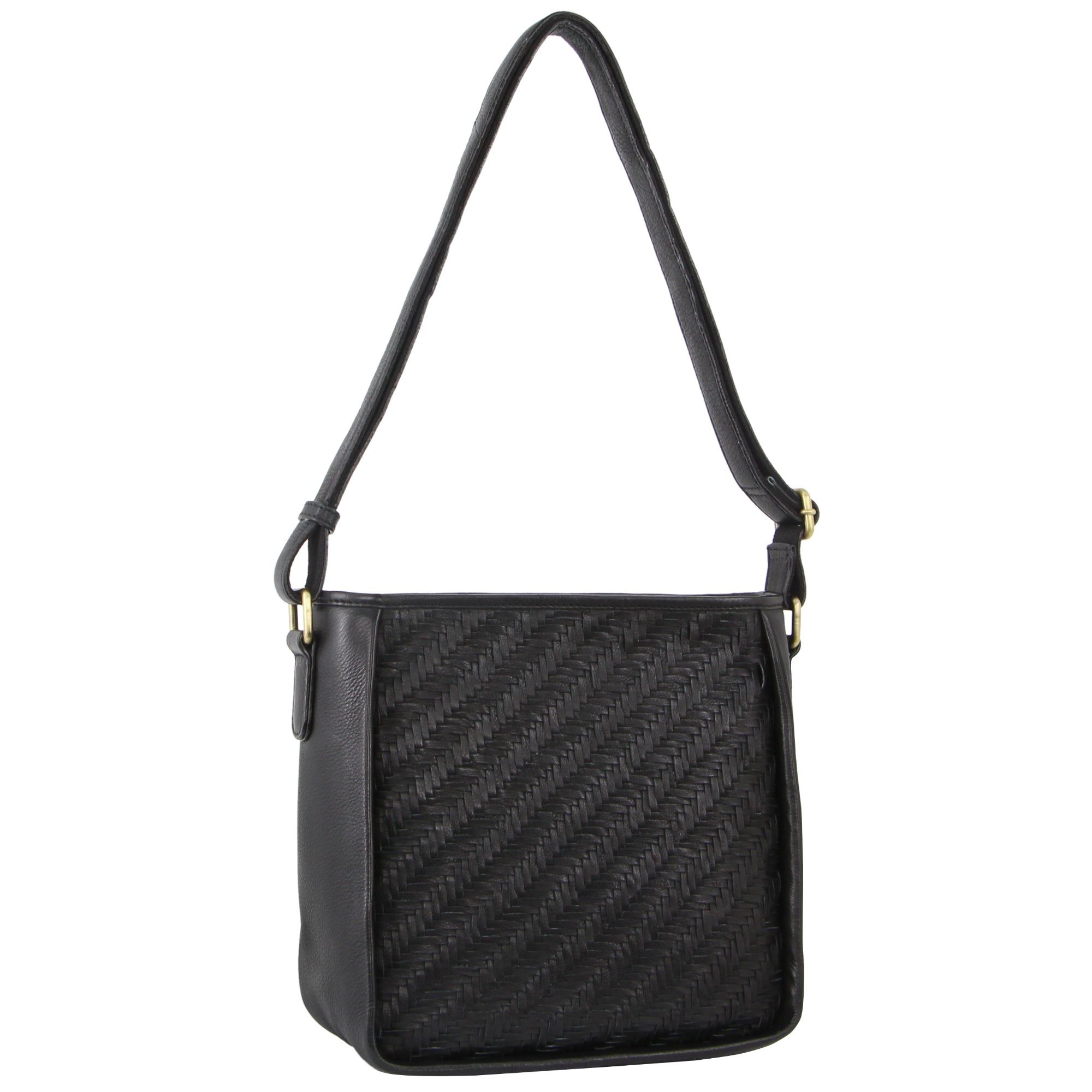 Pierre Cardin Woven Embossed Leather Cross-Body Bag Black | 724318-GFK