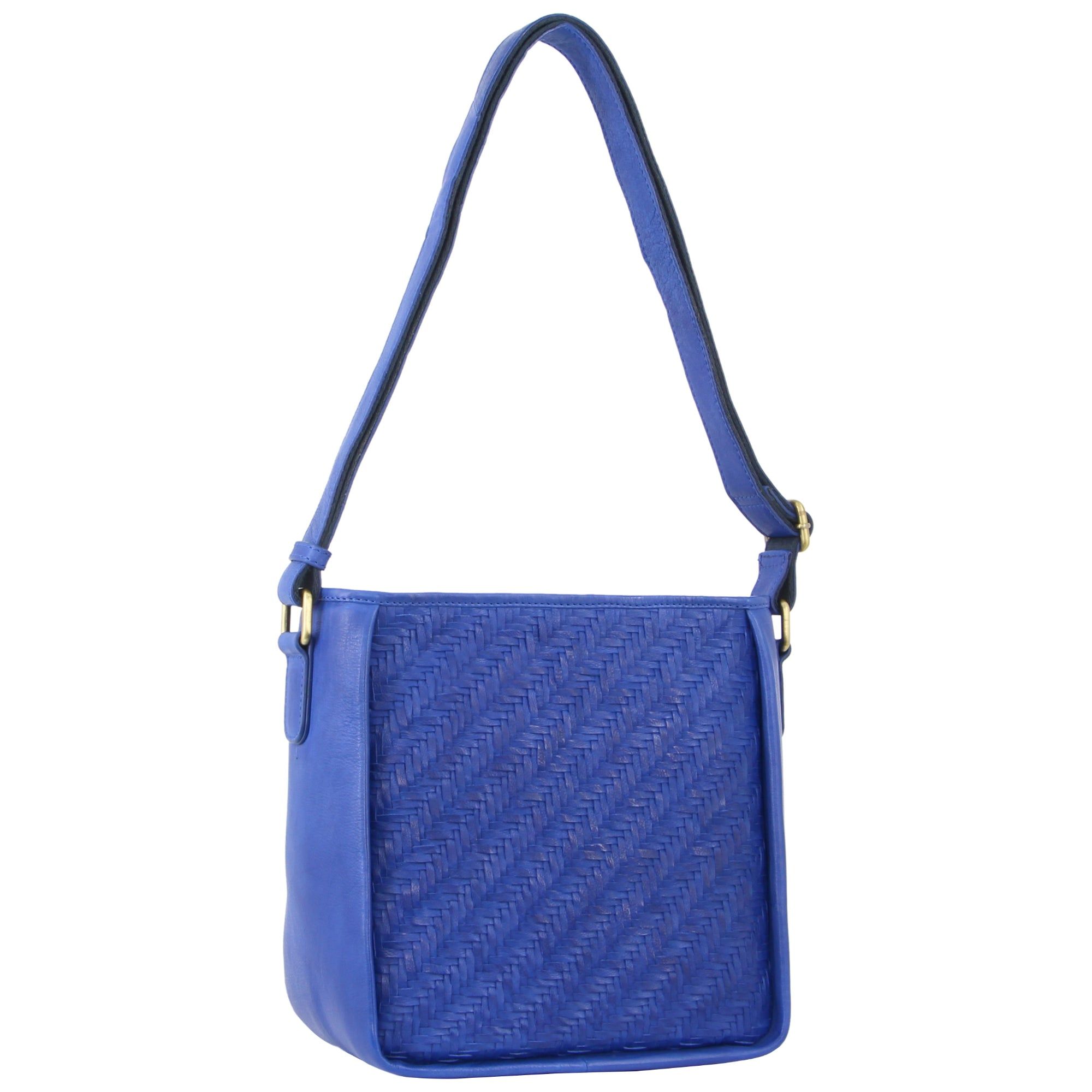 Pierre Cardin Woven Embossed Leather Cross-Body Bag Royal Blue | 468309-FAQ