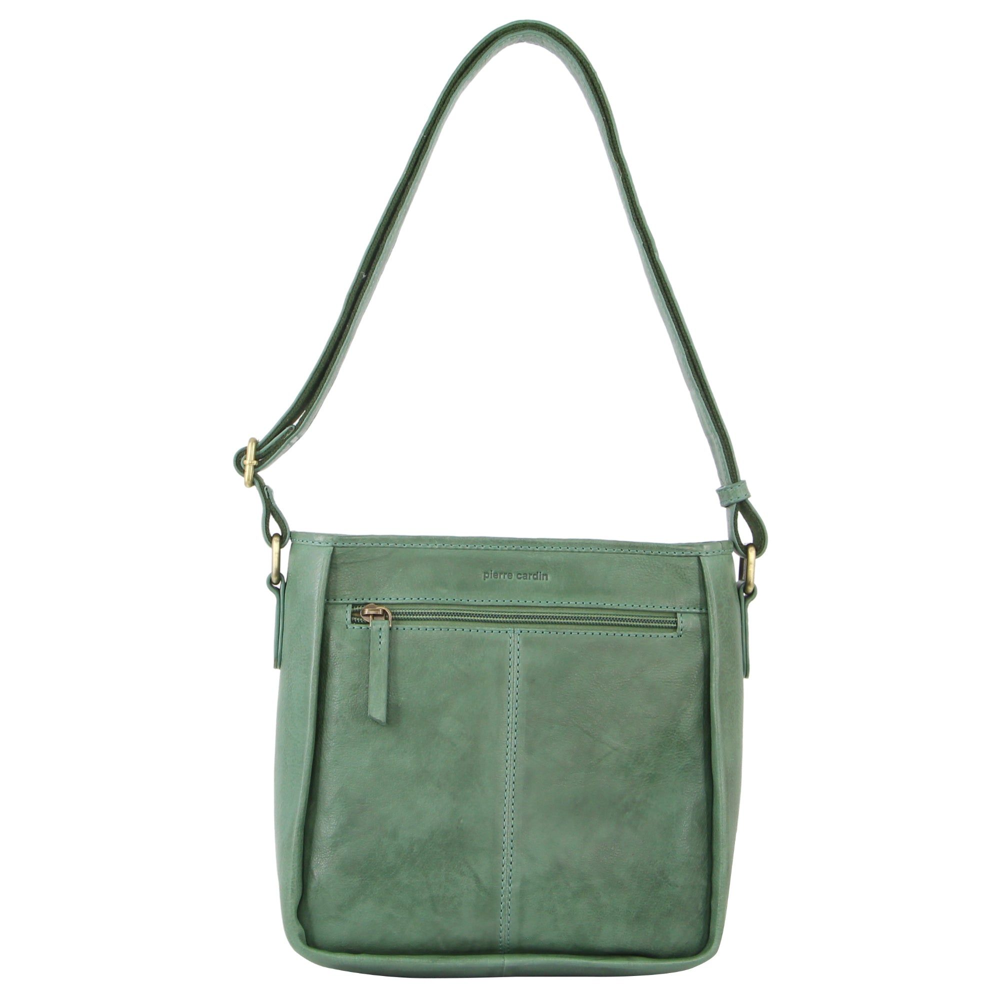 Pierre Cardin Woven Embossed Leather Cross-Body Bag Green | 473562-XZD