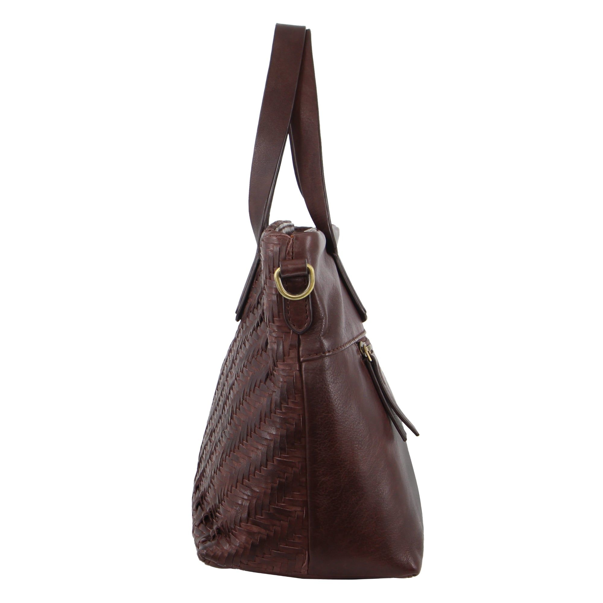 Pierre Cardin Woven Embossed Leather Tote Bag Burgundy | 534978-UOF