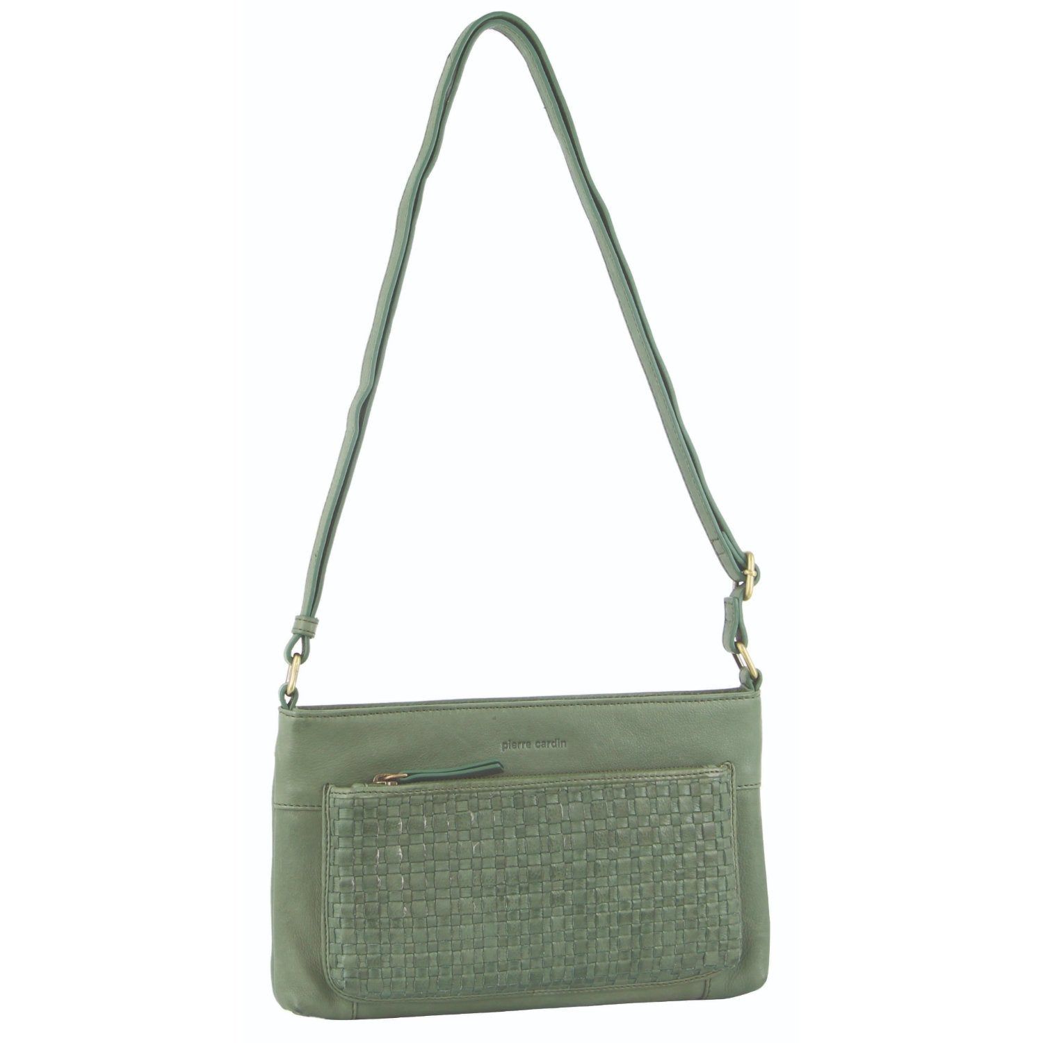 Pierre Cardin Woven Leather Blazer Bag Green | 769402-DQU