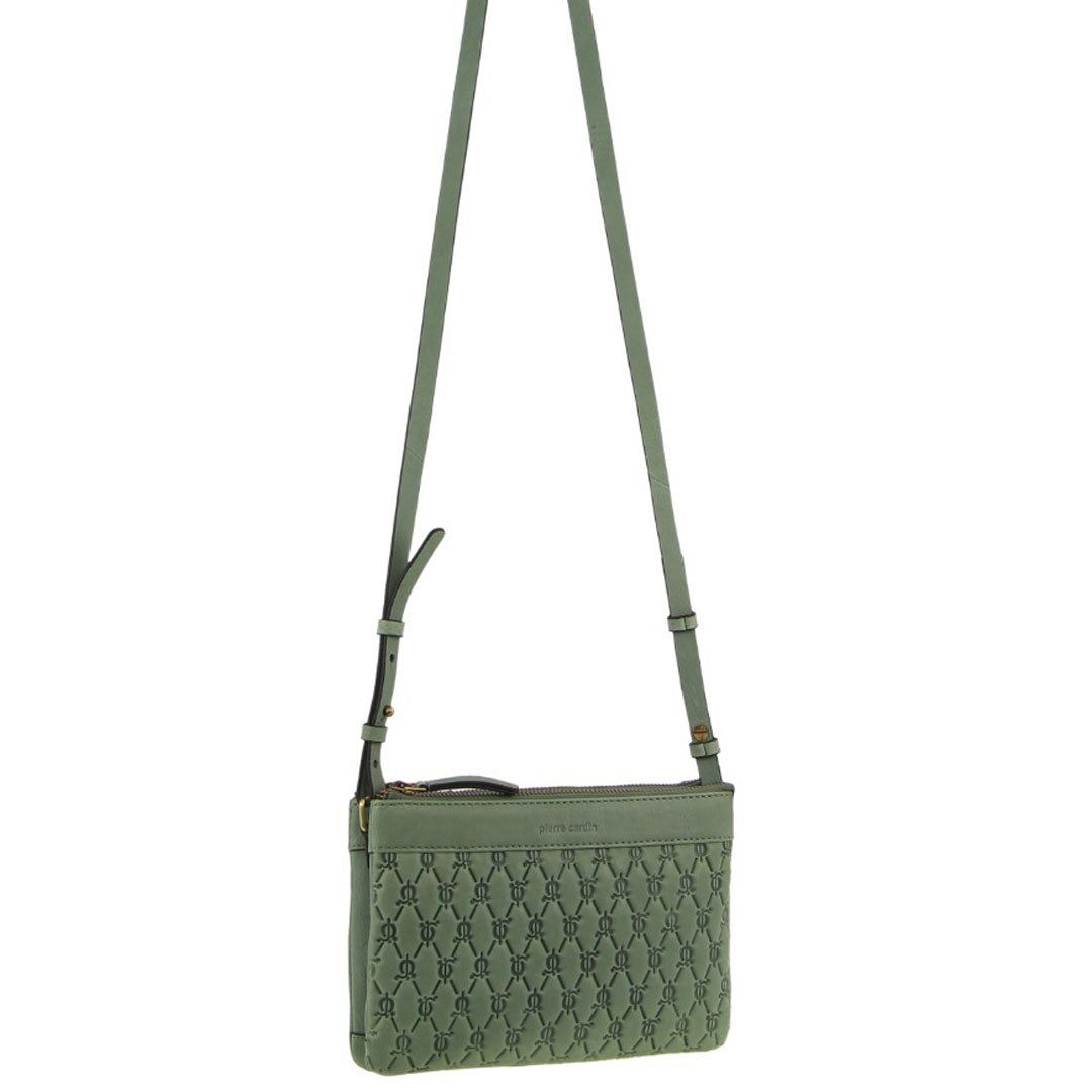 Pierre Cardin leather Pleated-Design Cross-Body Bag Olive | 829507-TFY