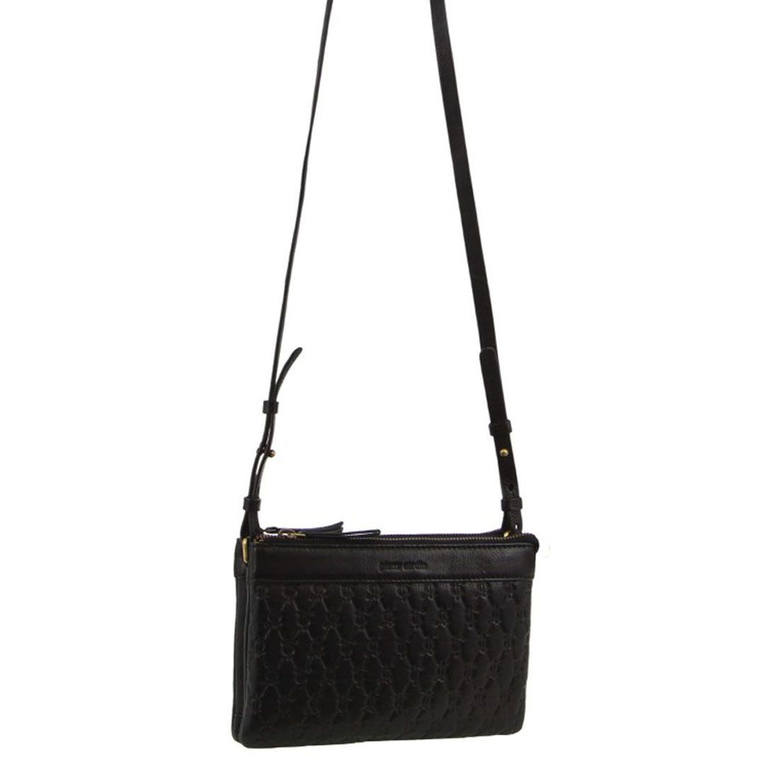 Pierre Cardin leather Pleated-Design Cross-Body Bag Black | 103756-VHA