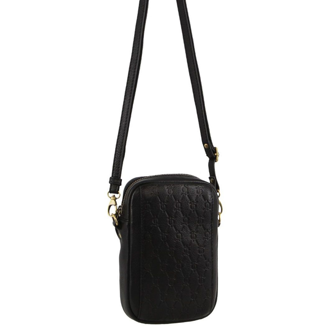 Pierre Cardin leather Textured Design Phone Bag Black | 093817-DRZ